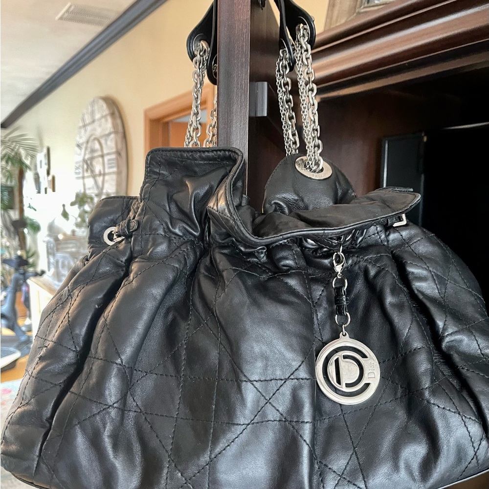 Christian Dior Le Trente Cannage Smooth
Black Lamb Leather Hobo Handbag